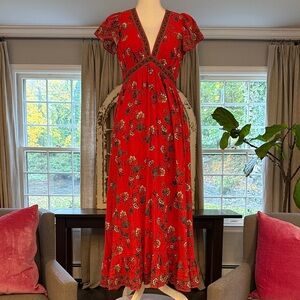 Max Studio Floral Red Maxi Dress